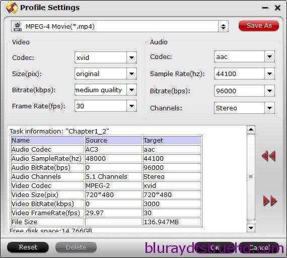 MPEG-4 video settings